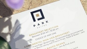 A breakfast menu from Park Suites. - Park Suites (Kolkata)