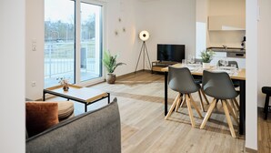 Business-íbúð - 1 svefnherbergi - svalir | Stofa
