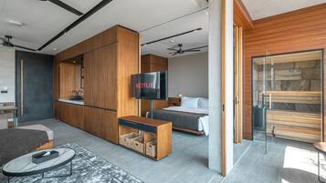 Premium Apartment, 1 Bedroom, Terrace, Corner | Living area | 32-inch Smart TV with digital channels