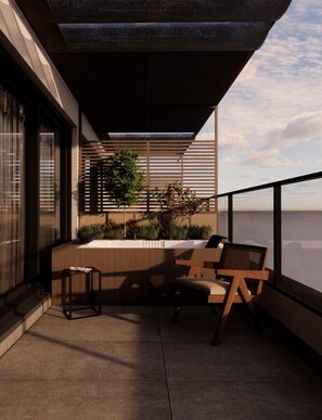 Acropolis Senior Suite with Hot Tub | Terrace/patio