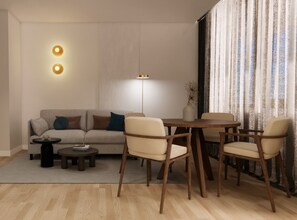 Two-Bedroom Apartment with Street View | Living area
