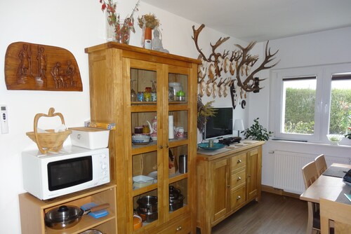 Quiet granny apartment with eat-in kitchen, bedroom and bathroom.