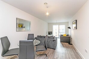 Standard Apartment | Living area | 32-inch Smart TV with digital channels - Halo House by Guestz (Manchester)