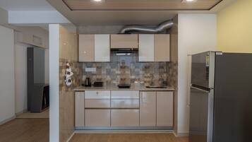 Luxury Quadruple Room, Valley View | Private kitchen | Fridge, electric kettle