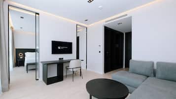 42-inch flat-screen TV with satellite channels