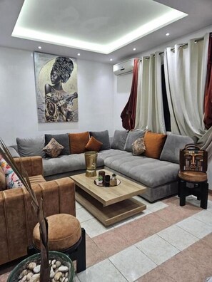 Superior Suite, Patio, City View | Living area - Riad Douirtna (Marrakech)