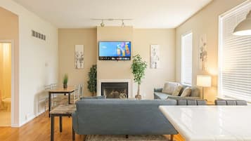 TV, fireplace, offices