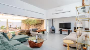 TV, fireplace