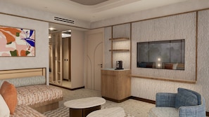 Premium bedding, free minibar, in-room safe, soundproofing