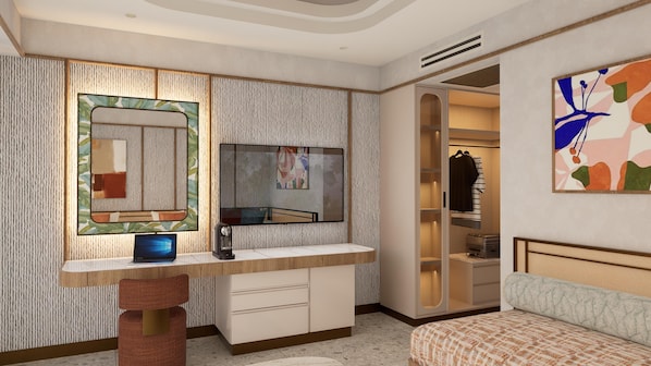 Premium bedding, free minibar, in-room safe, soundproofing
