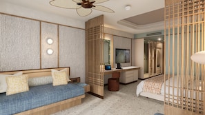 Premium bedding, free minibar, in-room safe, soundproofing