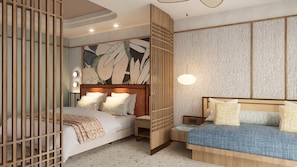 Premium bedding, free minibar, in-room safe, soundproofing