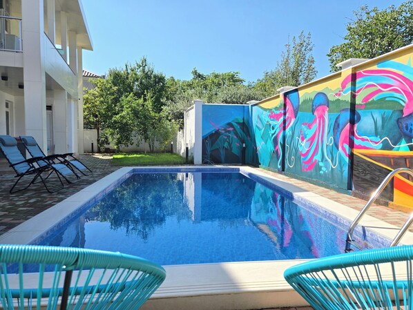 Outdoor pool, a heated pool