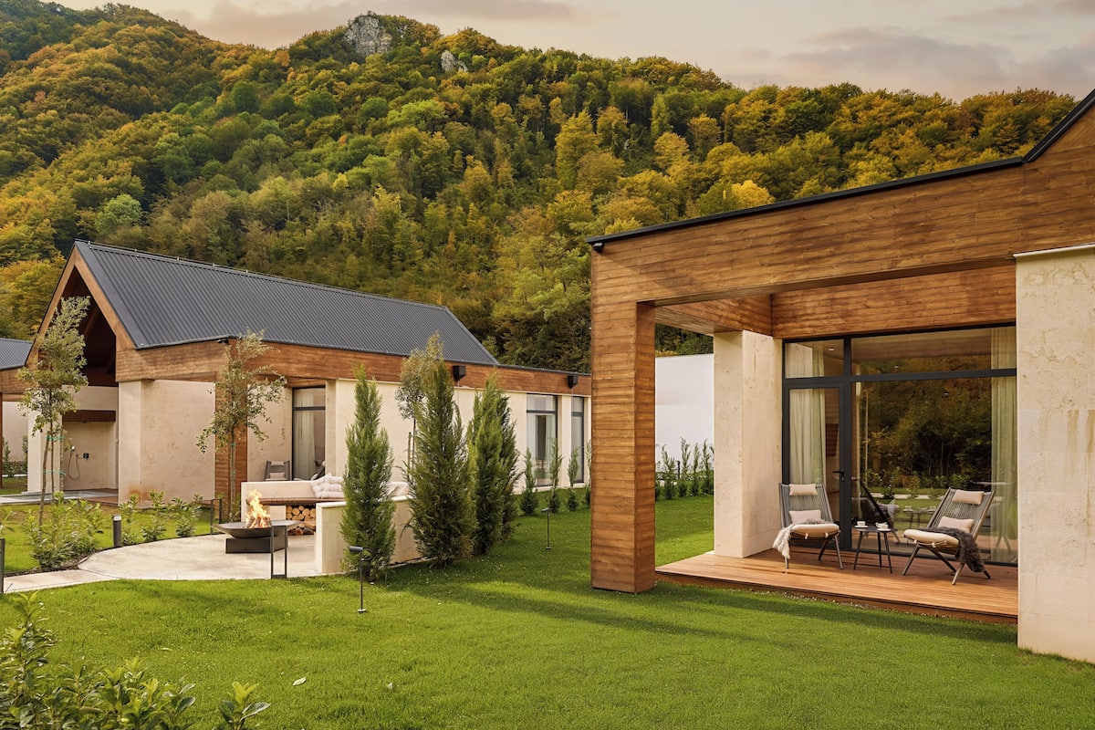 럭셔리 빌라, 침실 3개, 정원 전망 (Private Sauna) | 거실 공간