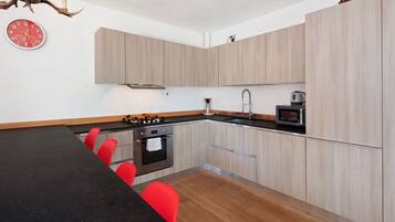 Kühlschrank, Mikrowelle, Ofen, Herdplatte