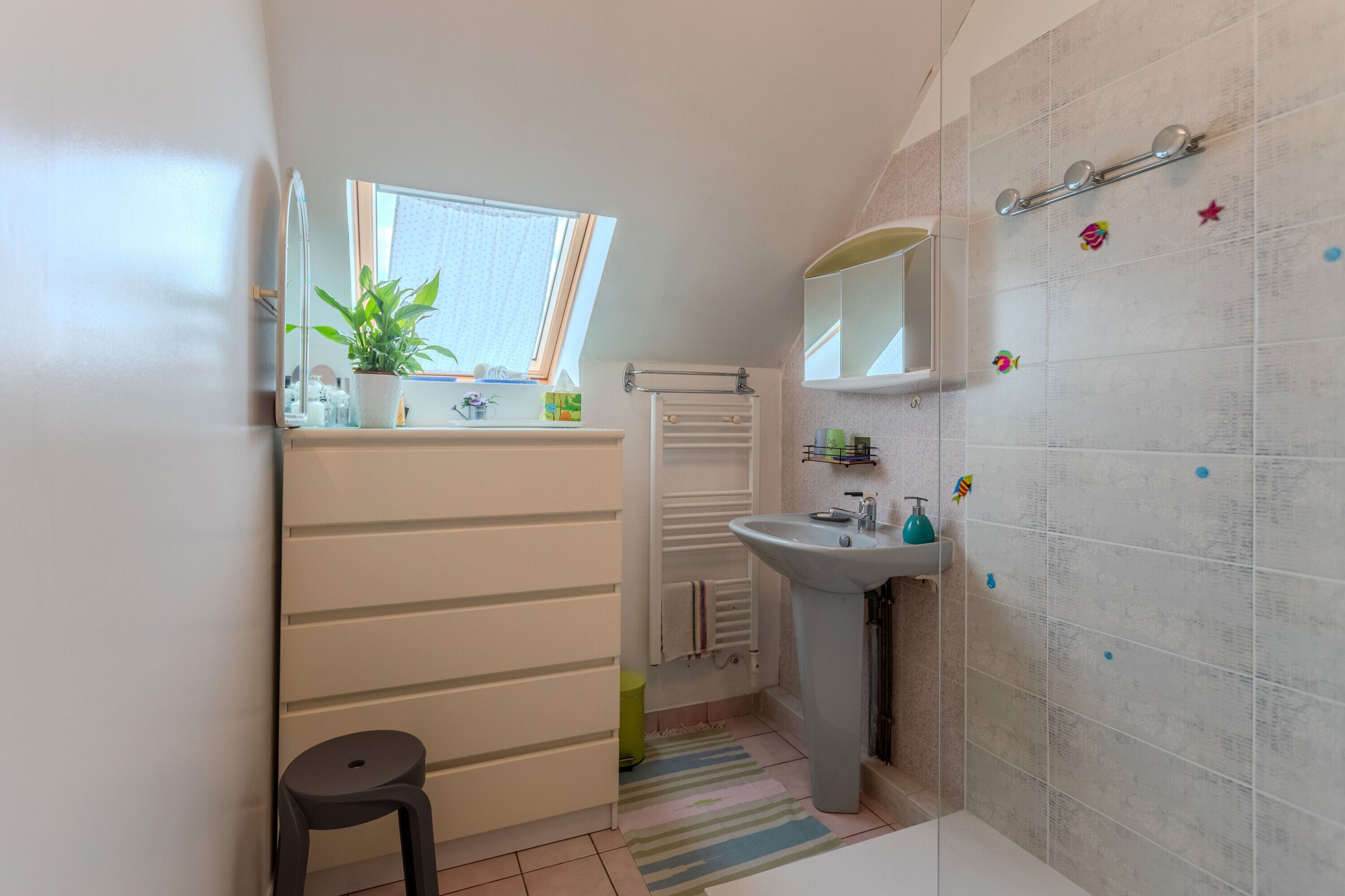 Een douche, een haardroger, handdoeken