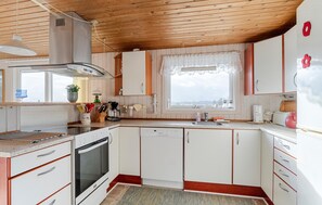 Fridge, stovetop, dishwasher, coffee/tea maker