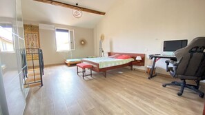 1 slaapkamer, een strijkplank/strijkijzer, wifi, beddengoed