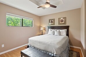 2 bedrooms, individually decorated, individually furnished, bed sheets