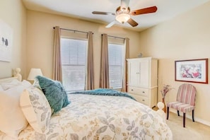 3 bedrooms, individually decorated, individually furnished, bed sheets