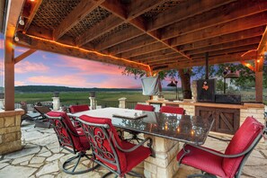House, Multiple Beds, Patio (J-Bar-J Lodge 8) | Outdoor dining - Luxe Lago Vista Gem: Outdoor Kitchen, Basketball Court and Spectacular Views (Leander)