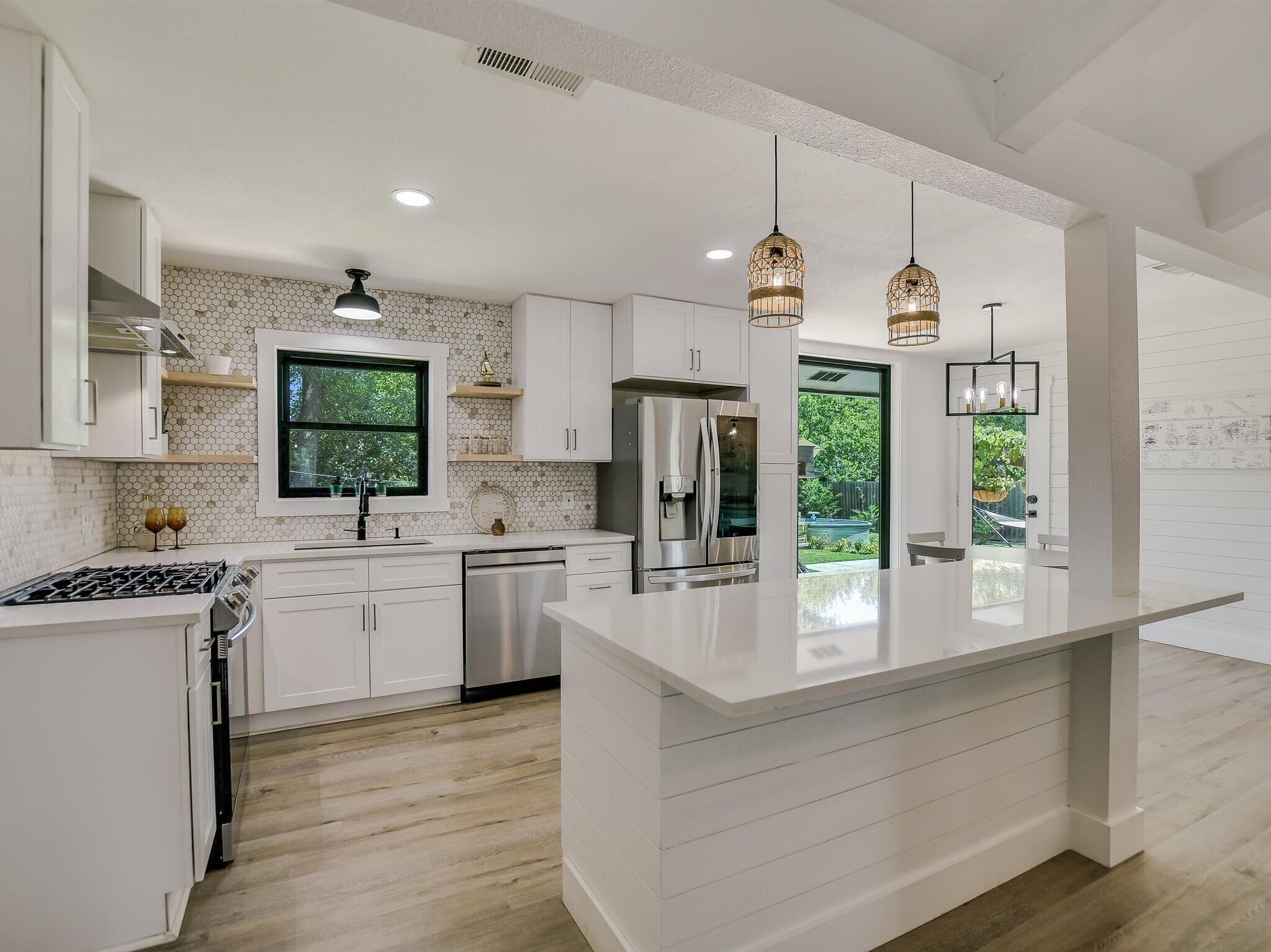 Casa, varias camas, acceso a la alberca, vista al jardín (9) | Cocina privada | Refrigerador, microondas, horno y parrilla de estufa 