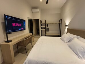 Desk, laptop workspace, blackout curtains, iron/ironing board - Almera Vallarta Self check-in (Nuevo Nayarit)