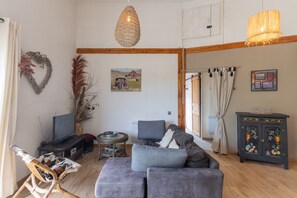 TV, fireplace