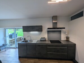 Fridge, microwave, dishwasher