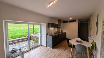 Fridge, microwave, dishwasher