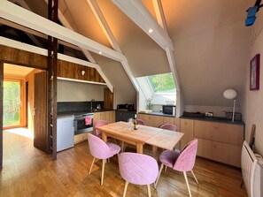 Fridge, microwave, dishwasher