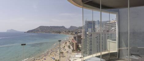 On the beach, beach towels