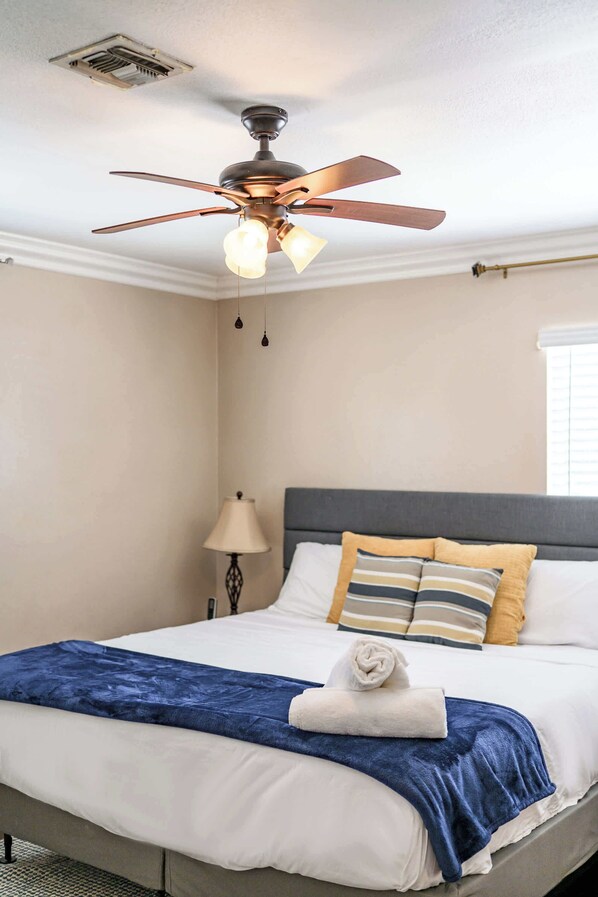 2 bedrooms, individually decorated, individually furnished, bed sheets