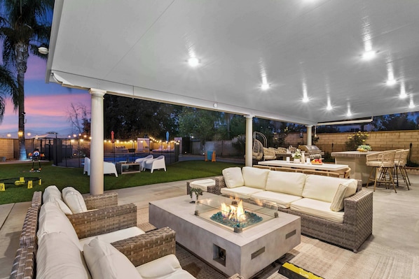 House, Multiple Beds, Pool Access, Pool View (2312 Rowland Heights) | Outdoor dining - Luxury Pool Home w Theater Games & Mountain View (Rowland Heights)