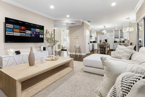 House, Multiple Beds, Pool Access, Pool View (2312 Rowland Heights) | Living area | 42-inch flat-screen TV with digital channels, fireplace