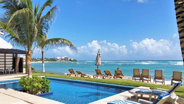 Pool - Beachfront apartment in Akumal U3 (Akumal)