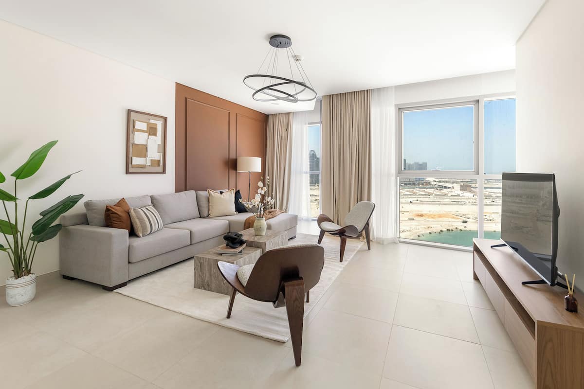 Presidential Apartment | Living area | 50-inch Smart TV with digital channels