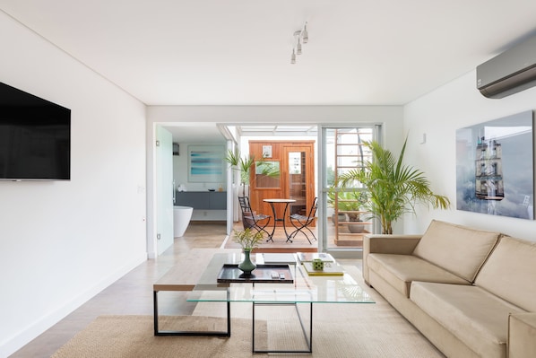 Deluxe-Apartment, Stadtblick | Wohnbereich