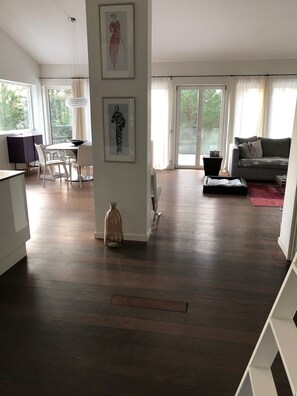 Smart TV, fireplace, stereo
