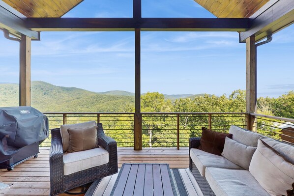 Property grounds - Breathtaking cabin w/ outdoor fireplace, hot tub, and stunning mountain views (Cherry Log)