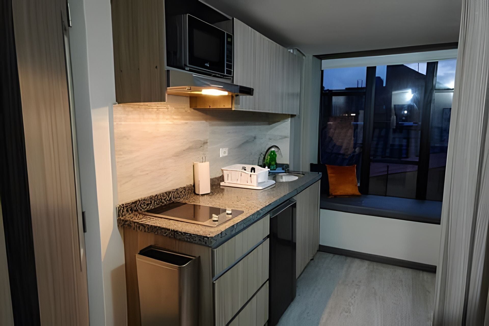 Classic Apartment | Private kitchen | Mini-fridge, microwave, oven, stovetop