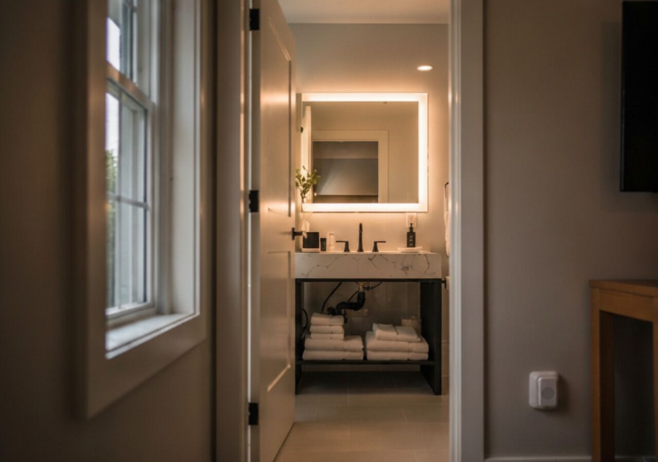 Quarto premium, 1 cama King, para não fumantes | Banheiro | Chuveiro, secador de cabelo, toalhas de banho, sabonete