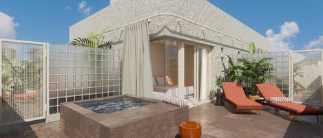 Escritorio, cortinas blackout y tabla de planchar con plancha