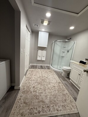 Hair dryer, towels