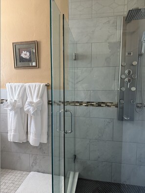 Hair dryer, towels