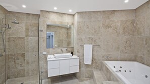 Shower, jetted tub