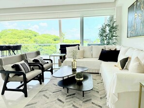 Apartment, Multiple Beds, Pool Access, Ocean View (Bolongo 302) | Living area - Luxury 2BR Bolongo Ocean View Private Beach (Punta de Mita)