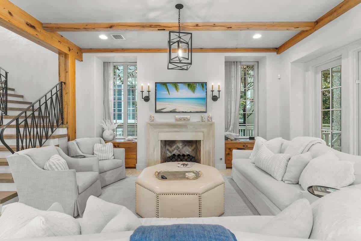 TV, fireplace, offices