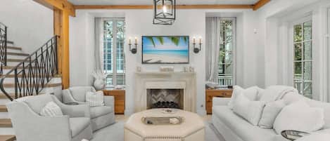 TV, fireplace, offices