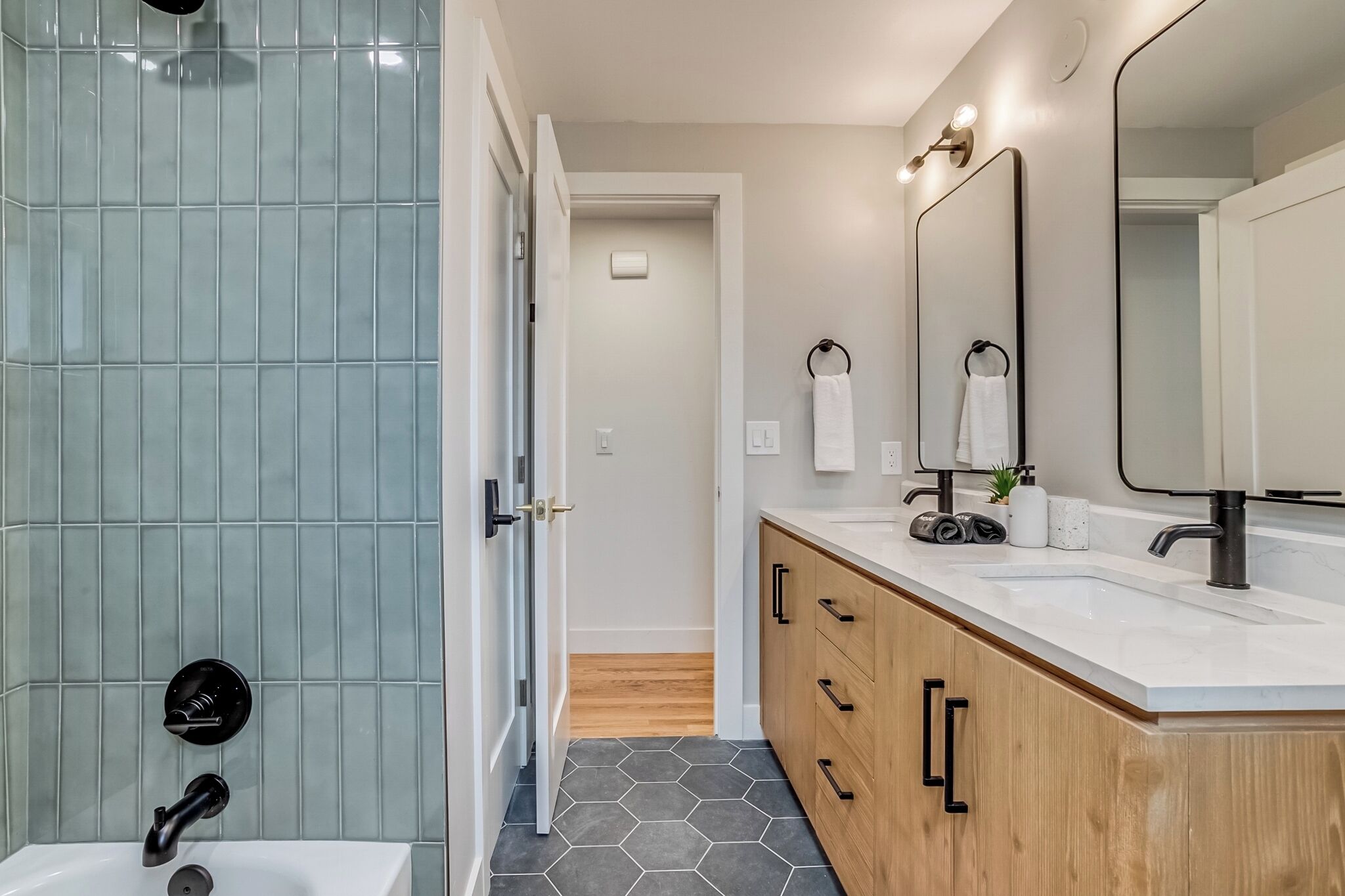 Shower, eco-friendly toiletries, hair dryer, towels